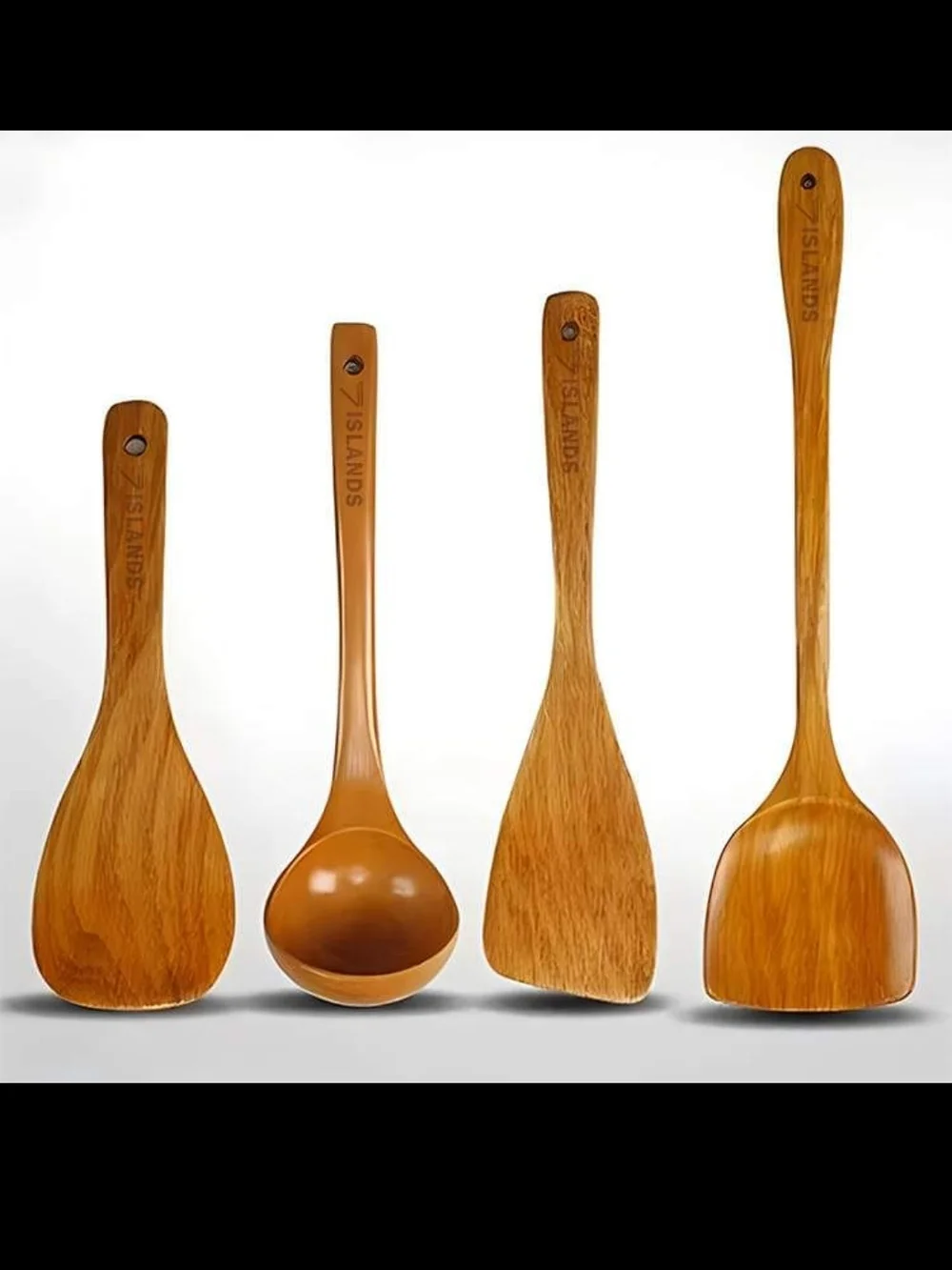 7 Islands Bamboo Serving Utensil Set in Natural Wood Tone